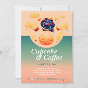 Retro Cupcakes Kaffe Inbjudan