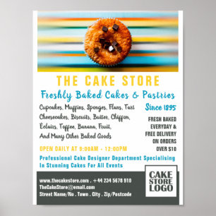 Retro Cupcoa, Cakery, Cake Store Advertising Poster