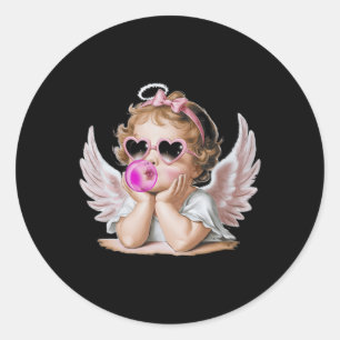 Retro Cupid Angel Alla hjärtans dag Vintage Cupid Runt Klistermärke