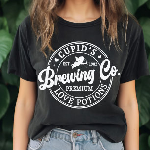 Retro Cupid's Brewing Co Kärleksdrycker Roligt Par T Shirt