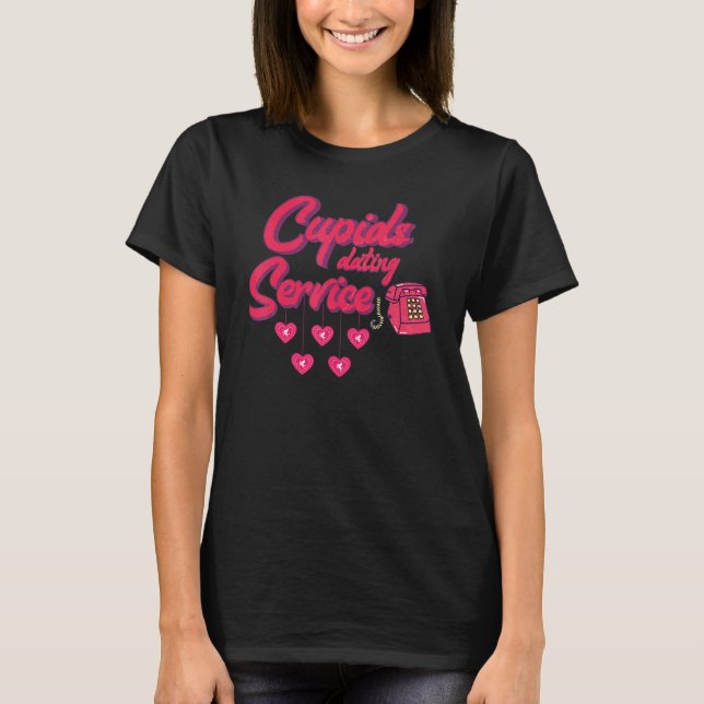 Retro Cupid's Dating Service Funny Valentine's Day T Shirt (Framsida)
