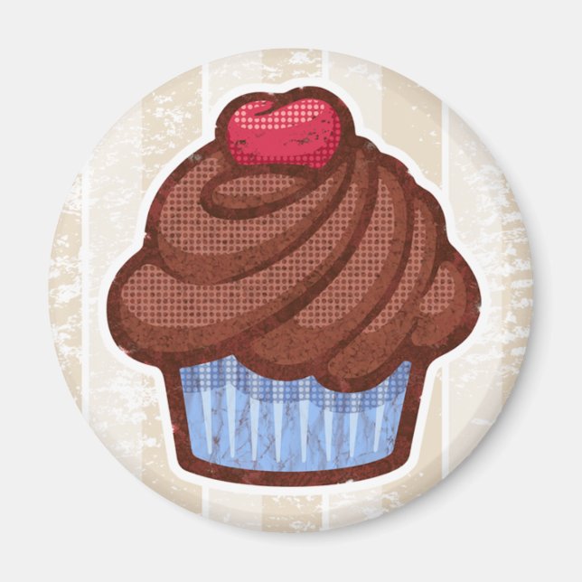 Retro Cupkaka Magnet in Blue & Chocolate (Framsidan)