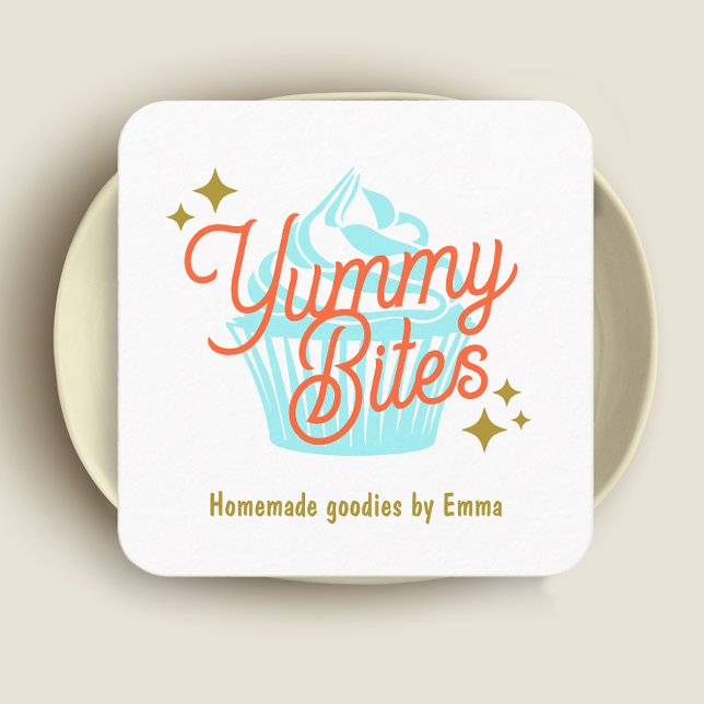 Retro Cuptårta Baker Fyrkantigt Visitkort (Skapare uppladdad)