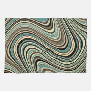 Retro Curvy Abstrakt Shapes Kökshandduk