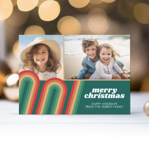 Retro Curvy Line Art - 2 Foto - God jul Julkort