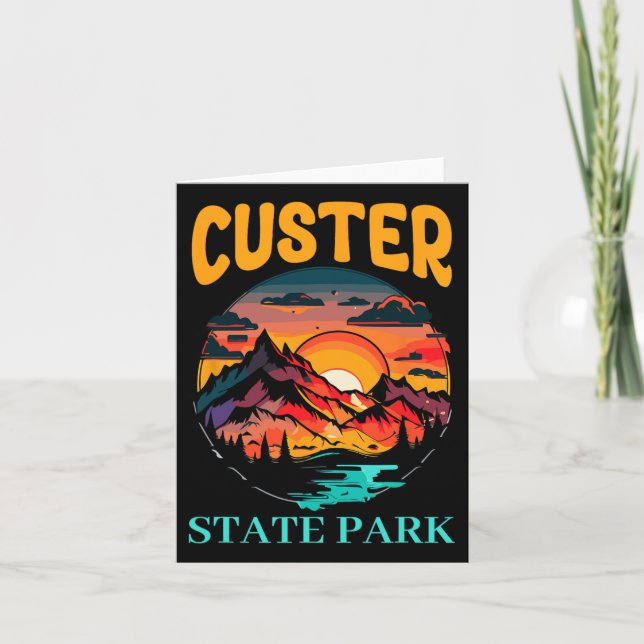 Retro Custer State Park utomhus Camping Hiking Tri Kort (Framsida)