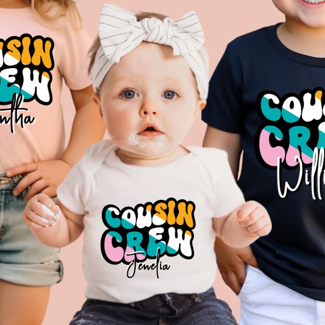 Retro Custom Cousin Crew Add your Name T Shirt (Skapare uppladdad)