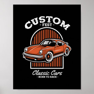 Retro Custom Fest Sportbil Design Poster
