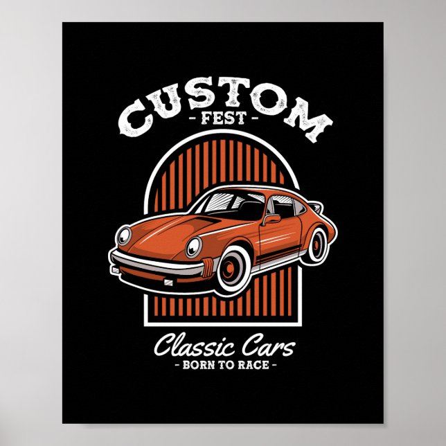 Retro Custom Fest Sportbil Design Poster (Framsidan)