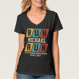Retro Custom Name Marathon Support VNeck T Shirt