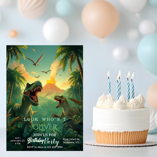 Retro Custom T-rex Dinosaur Kids Birthday  Inbjudningar (Skapare uppladdad)