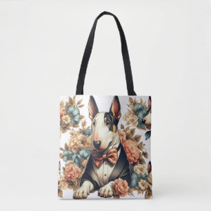 Retro Cute Blommigt Bull Terrier Tygkasse