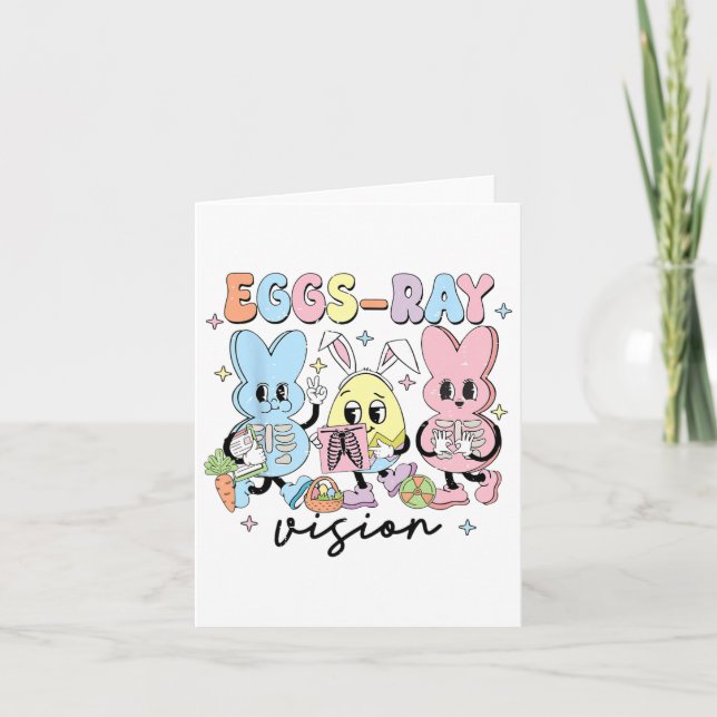 Retro Cute Bunny Eggs Ray Vision Nurse Påsk Day Kort (Framsida)