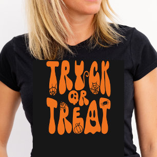 Retro Cute Bus eller godis Halloween Ghost ORANG T Shirt