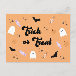 Retro Cute Bus eller godis Halloween Vykort