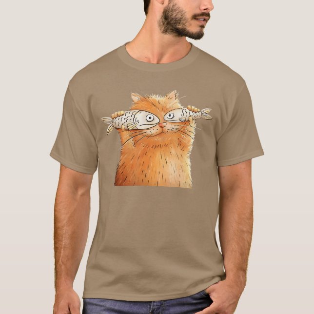 Retro Cute Cat Fish Art Eyes Fish Kitten Catfish M T Shirt (Framsida)
