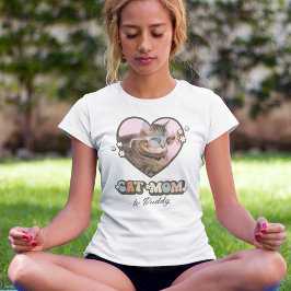 Retro Cute Cat Mamma Heart Photo T Shirt