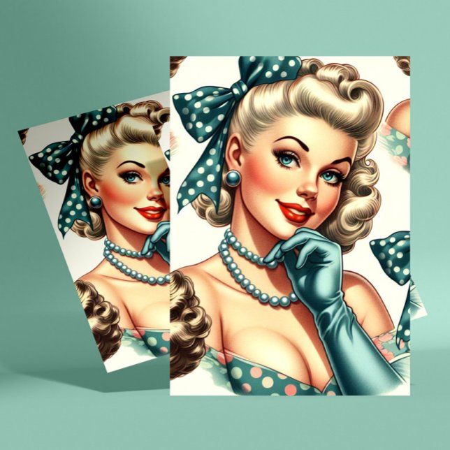 Retro Cute Classic Pinup Vykort (Skapare uppladdad)