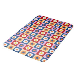 Retro Cute colorful Flowers Pattern  Badrumsmatta
