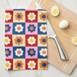 Retro Cute colorful Flowers Pattern  Kökshandduk