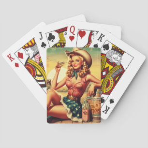 Retro Cute Cowgirl Casinokort