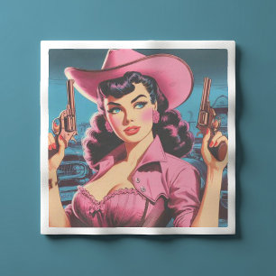 Retro Cute Cowgirl Pappersservett