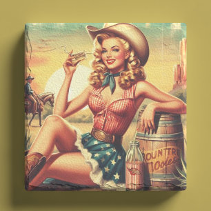 Retro Cute Cowgirl Stenunderlägg