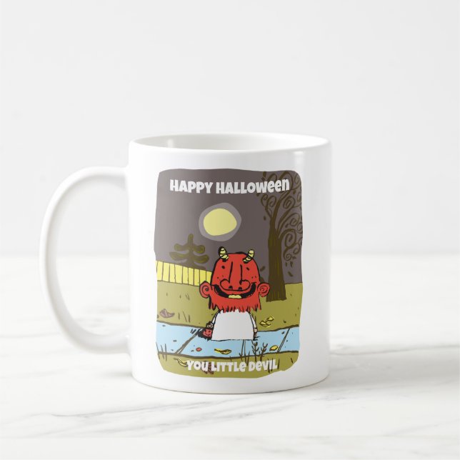 Retro Cute Djävulen Halloween Mugg (Vänster)