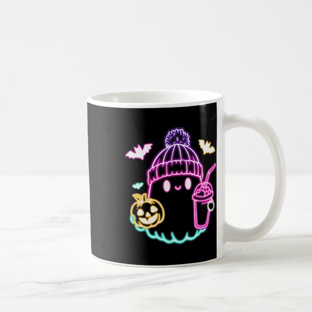 Retro Cute Ghost Coffee Drinking Spooky Halloween Kaffemugg (Höger)
