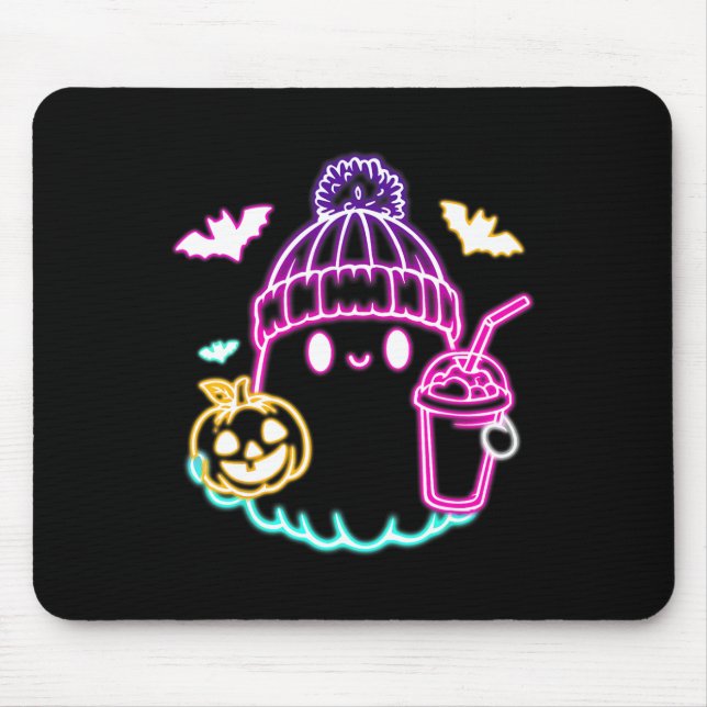 Retro Cute Ghost Coffee Drinking Spooky Halloween Musmatta (Framsidan)