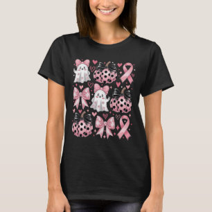 Retro Cute Ghost Coquette Rosa Bow Breast Cancer H T Shirt