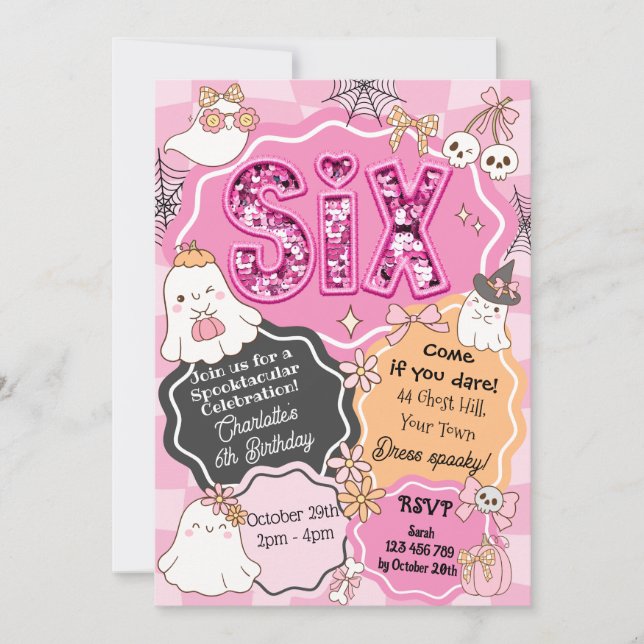Retro Cute Ghost Spooky Halloween-inbjudan Inbjudningar (Framsida)