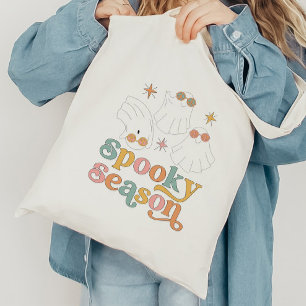 Retro Cute Ghost Spooky Season Halloween Tote Bag Tygkasse