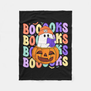 Retro Cute Ghost Teacher Halloween Librarian Read Fleecefilt