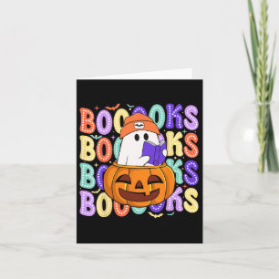 Retro Cute Ghost Teacher Halloween Librarian Read Kort