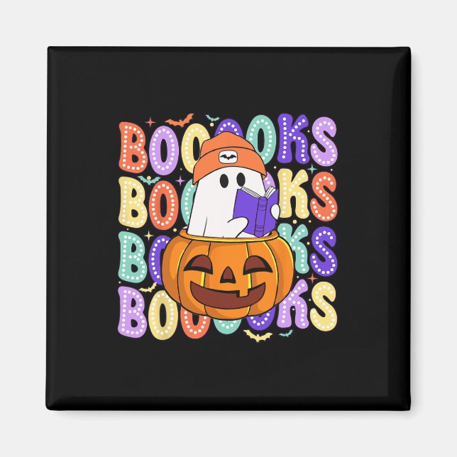 Retro Cute Ghost Teacher Halloween Librarian Read Magnet (Framsidan)