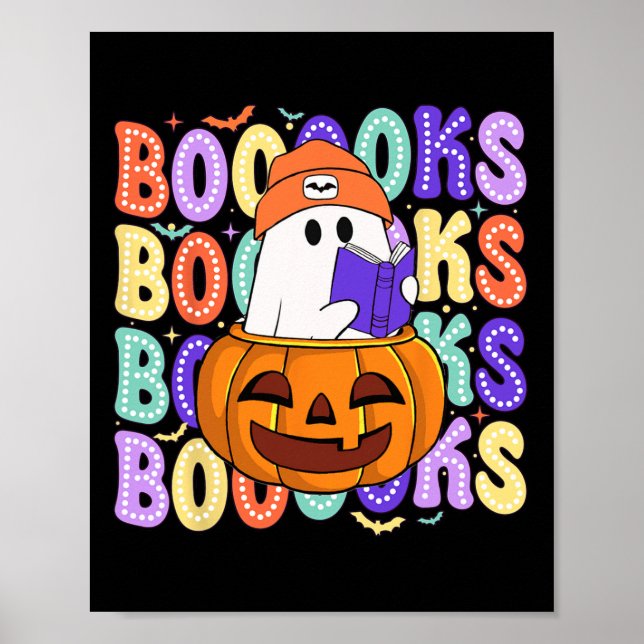 Retro Cute Ghost Teacher Halloween Librarian Read Poster (Framsidan)