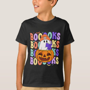 Retro Cute Ghost Teacher Halloween Librarian Read T Shirt