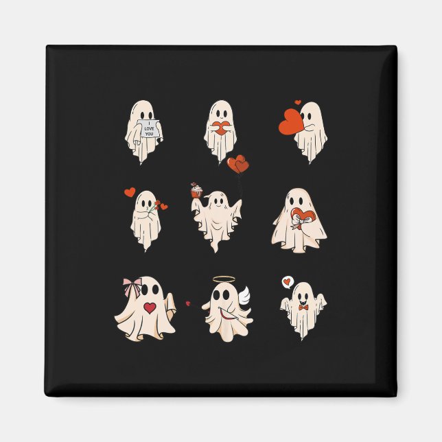 Retro Cute Ghost Valentines day Women Manar Kids Magnet (Framsidan)
