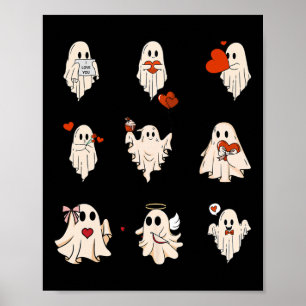 Retro Cute Ghost Valentines day Women Manar Kids Poster
