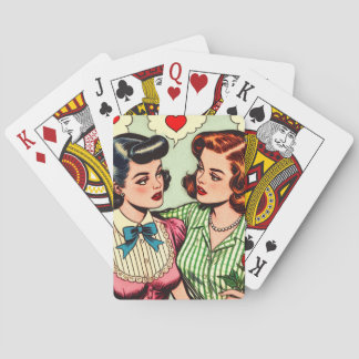 Retro Cute Girls Romantik Tecknader Casinokort