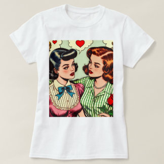 Retro Cute Girls Romantik Tecknader T Shirt