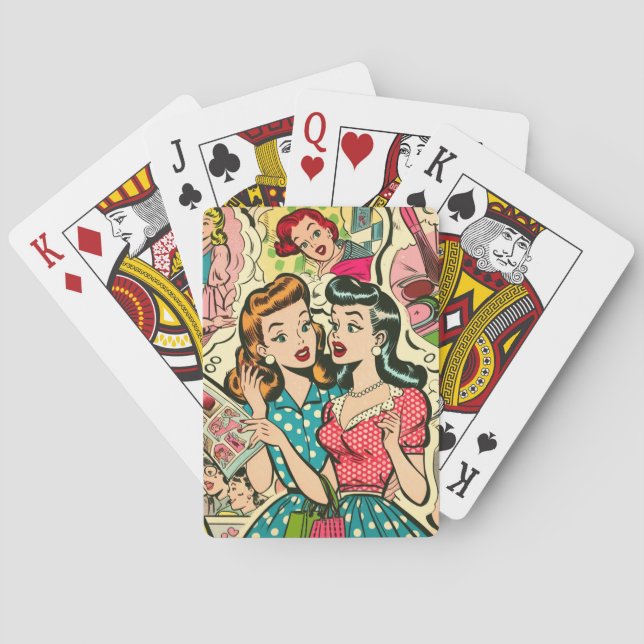 Retro Cute Girly-Tecknader Casinokort (Baksidan)
