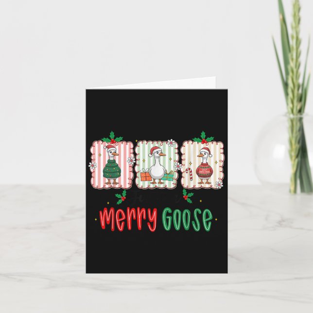 Retro Cute Goosmas Christmas Funny Just A Merry Go Kort (Framsida)