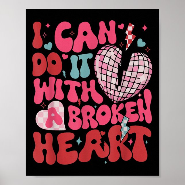 Retro Cute Groovy I Can Do It Quote Disco Heart -  Poster (Framsidan)