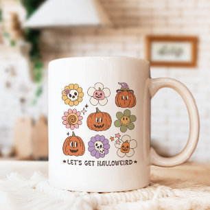 Retro Cute Halloween Flowers Kaffemugg