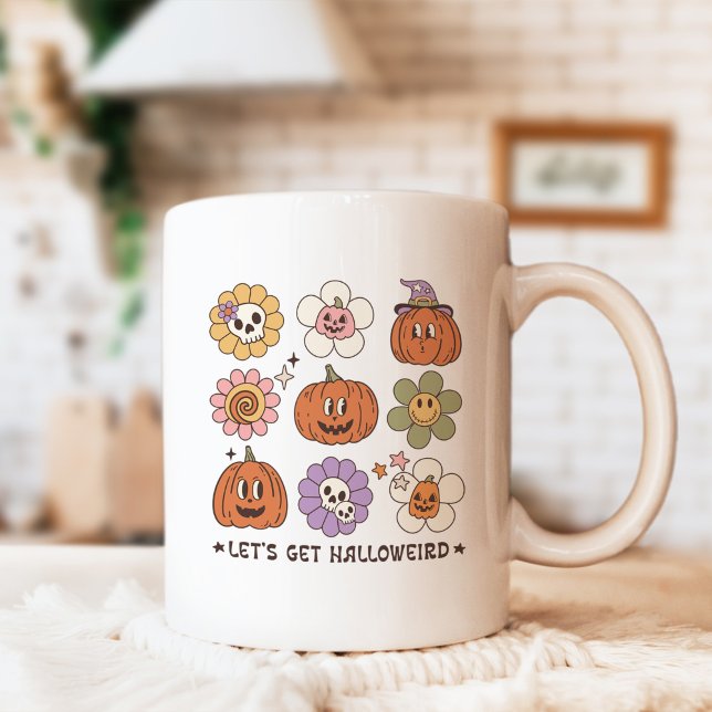 Retro Cute Halloween Flowers Kaffemugg (Skapare uppladdad)