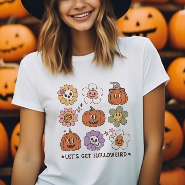 Retro Cute Halloween Flowers T Shirt (Skapare uppladdad)