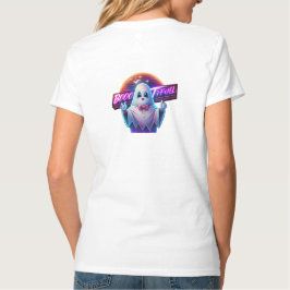 Retro Cute Halloween Ghost Artwork - Neon T Shirt
