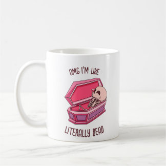 Retro Cute Halloween Skeleton" Jag är död" Pun Mug Kaffemugg